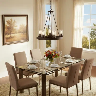Artcraft Lighting Melno Park 6-light Shaded Chandelier In Brown
