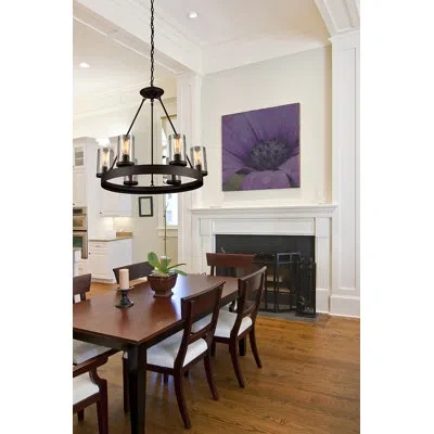 Artcraft Lighting Menlo Park 6-light Shaded Wagon Wheel Chandelier In Oil Rubbed Bronze