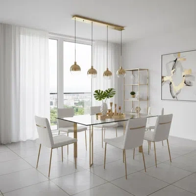 Artcraft Lighting Morning Mist 4 - Light Kitchen Island Linear Pendant In Gold