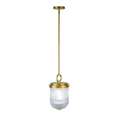 Artcraft Lighting Myla - Vintage Brass With Clear Ribbed Glassware Diffuser Shade