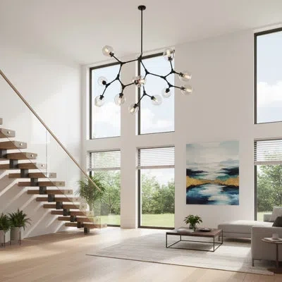 Artcraft Lighting Organic 12 - Light Sputnik Modern Linear Chandelier In Black