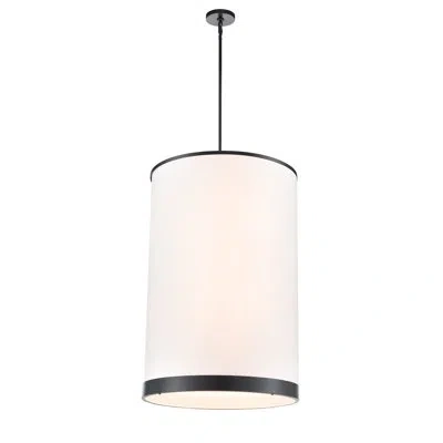 Artcraft Lighting Paynter - 8-light Chandelier - Black Finish - Soft Eggshell White Hue Fabric Shade