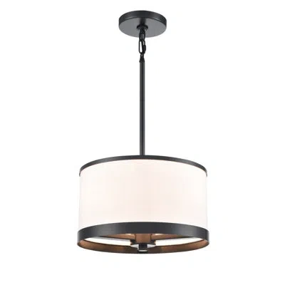 Artcraft Lighting Paynter - Pendant - Black Finish - Soft Eggshell White Hue Fabric Shade