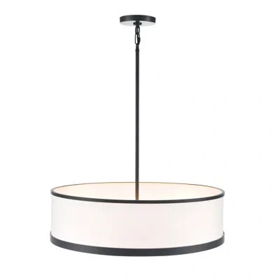 Artcraft Lighting Paynter - Pendant - Black Finish - Soft Eggshell White Hue Fabric Shade - 24.02" W - 4-light