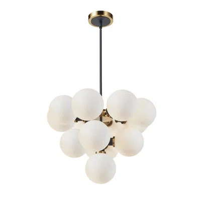 Artcraft Lighting Rickey - 13-light Chandelier - Black - Brushed Brass - Glass In Gold