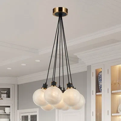 Artcraft Lighting Rickey - 7-light Chandelier - Black - Brushed Brass - Glass In Clear