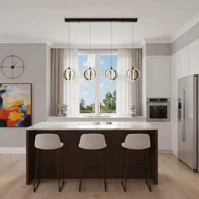 Artcraft Lighting Rose 4 Light Led Chandelier Black