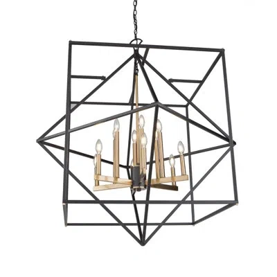 Artcraft Lighting Roxton 12-light Candle Style Geometric Chandelier In Matte Black