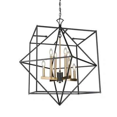Artcraft Lighting Roxton 8 - Light Unique / Statement Geometric Chandelier In Matte Black
