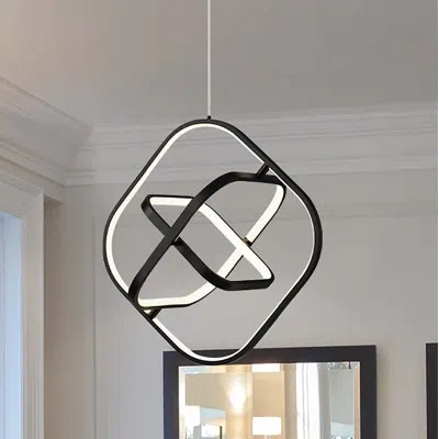 Artcraft Lighting Sienna 30w Led Square Pendant Black In Semi Gloss Black