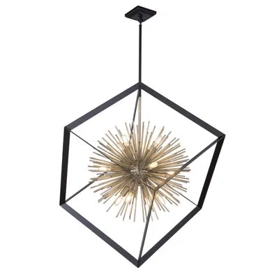 Artcraft Lighting Sunburst 12-light Sputnik Geometric Chandelier In Matte Black