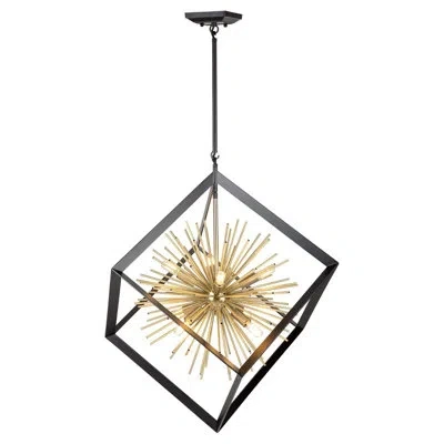 Artcraft Lighting Sunburst 8 - Light Sputnik Sphere Chandelier In Matte Black