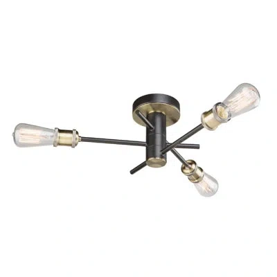 Artcraft Lighting Tribeca 3 - Light 18.5" Sputnik Sphere Semi Flush Mount In Matte Black,satin Brass