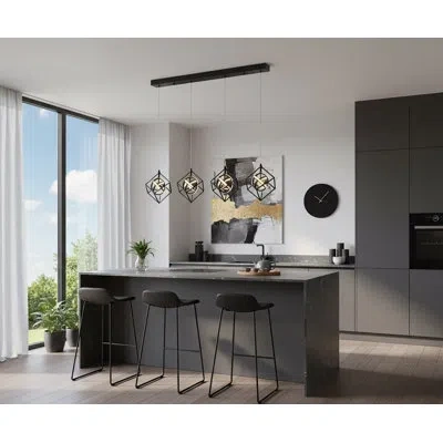 Artcraft Lighting Tulip 4 - Light Unique Geometric Led Chandelier In Matte Black