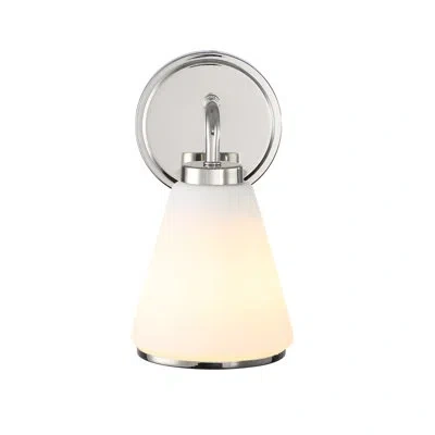 Artcraft Lighting Zoey - 1-light Wall Sconce - Polished Nickel Finish - Glossy White Glass Shade