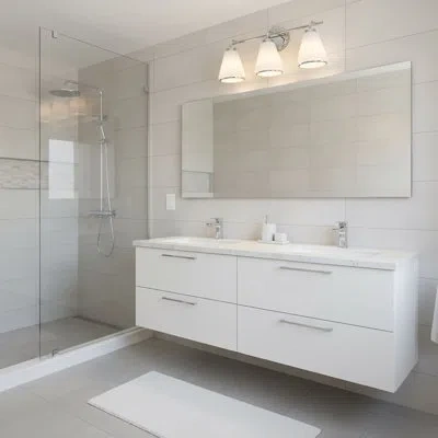 Artcraft Lighting Zoey - Bathroom Vanity - Polished Nickel Finish - Glossy White Glass Shade