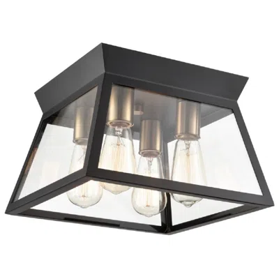 Artcraft Lucian 12" Wide 4-light Black Flush Mount With Clear Glass Shade