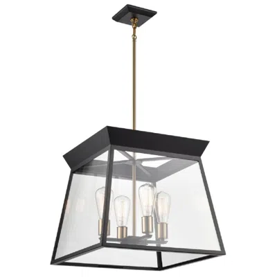 Artcraft Lucian 18" Wide 4-light Black Chandelier With Clear Glass Shade