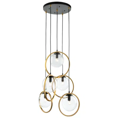 Artcraft Lugano 17" Wide 5-light Black Pendant With Clear Glass Shade
