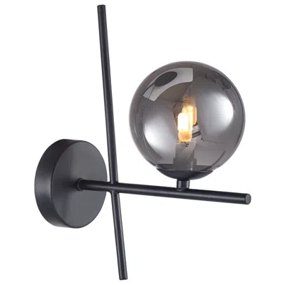Artcraft Modena 11.5" High Black Wall Sconce With Smoke Glass Shade