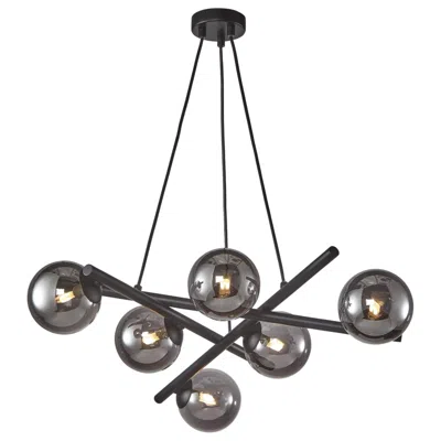 Artcraft Modena 28" Wide Black And Smoke Glass 6-light Chandelier