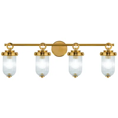 Artcraft Myla 33 3/4" Wide Vintage Brass 4-light Bath Light