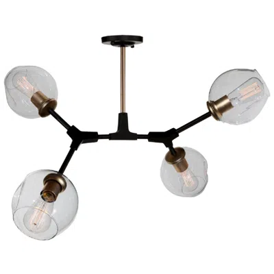 Artcraft Organic 29" Black And Vintage Brass 4-globe Ceiling Light
