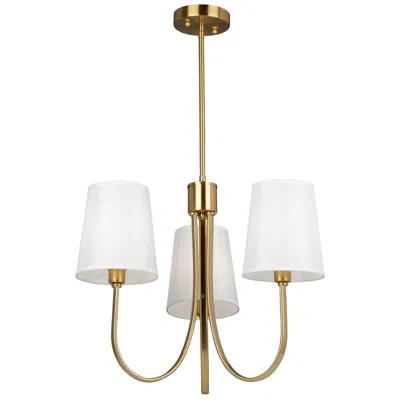 Artcraft Rhythm 23.6" Wide 3-light Brushed Gold Chandelier With White Linen Sha