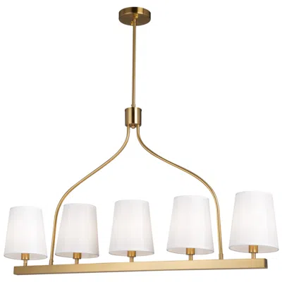 Artcraft Rhythm 40.2" Wide 5-light Brushed Gold Island Light With White Linen S