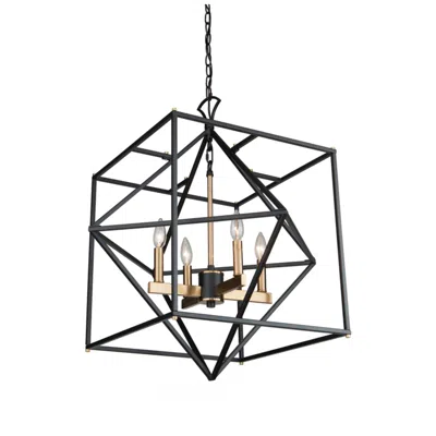 Artcraft Roxton 25" Wide Matte Black And Brass 4-light Chandelier