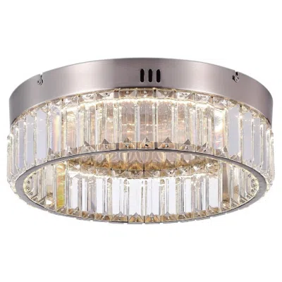 Artcraft Stella 13.75" Wide Satin Nickel Flush Mount With Clear Crystal Shade