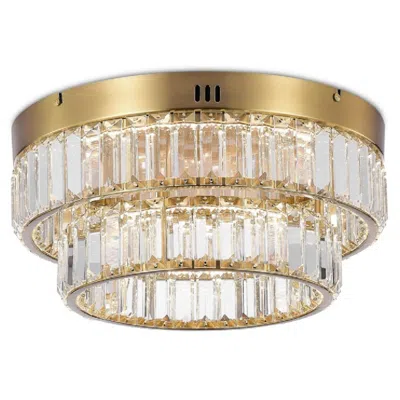 Artcraft Stella 15.74" Wide Brushed Brass Flush Mount With Clear Crystal Shade