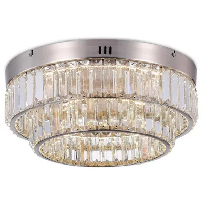 Artcraft Stella 15.74" Wide Satin Nickel Flush Mount With Clear Crystal Shade