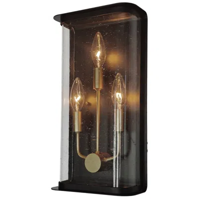 Artcraft Stonegate 15" High 3-light Black Outdoor Wall Sconce In Multi