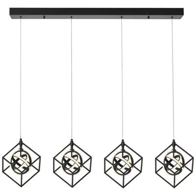 Artcraft Tulip 23" Wide 4.light Matte Black Integrated Led Island Light