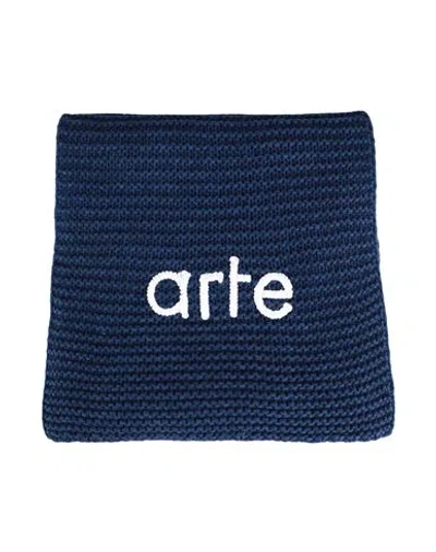 Arte Antwerp Aaron Knit Scarf Man Scarf Navy Size - Wool, Polyamide, Tencel, Cashmere In Navy Blue