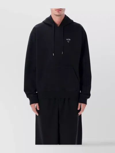 Arte Antwerp Adjustable Hooded Sweatshirt Front Pocket In Black
