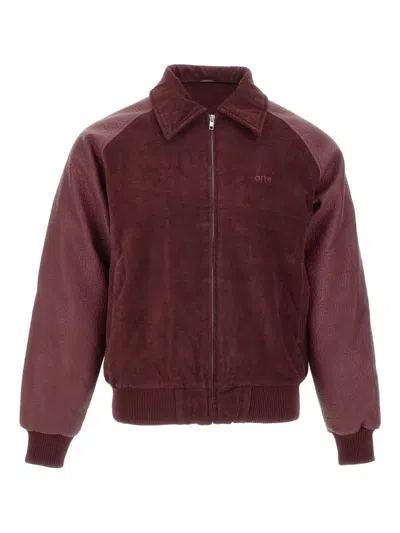 Arte Antwerp Corduroy Logo Jacket In Burgundy