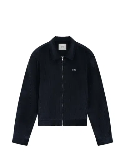 Arte Antwerp Corduroy Logo-embroidered Jacket In Black