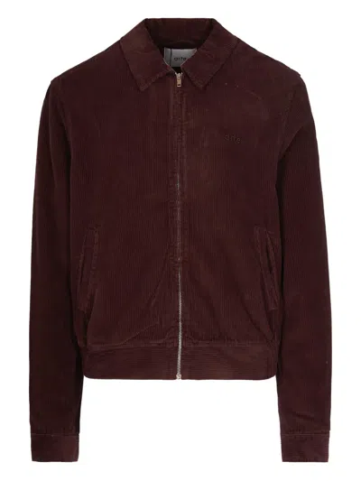 Arte Antwerp Corduroy Jacket With Classic Collar And Zip Closure In Brown