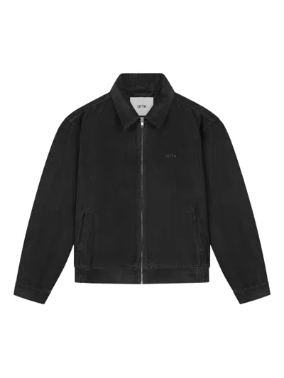 Arte Antwerp Corduroy Zip-up Shirt Jacket In Black