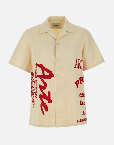 Arte Antwerp Cream Cotton Short Sleeve Shirt