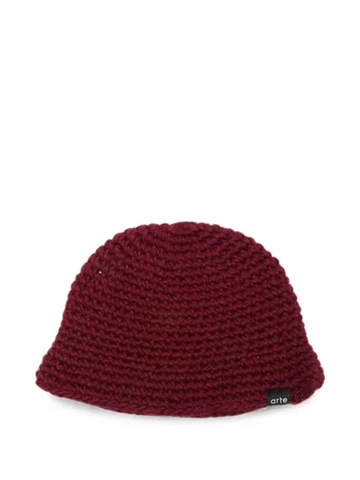 Arte Antwerp Crochet Bucket Hat In Burgundy