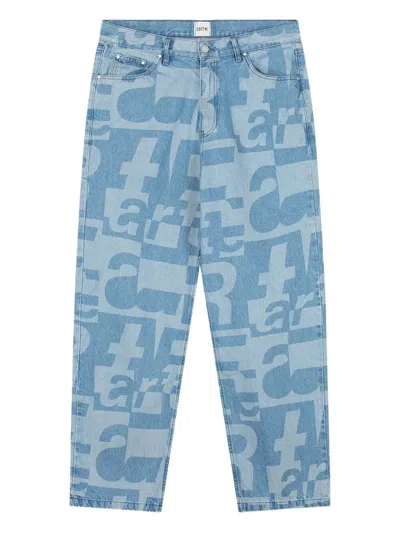 Arte Antwerp Denim "allover" Pants In Blue