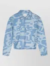 Arte Antwerp Denim Jacket Allover Pattern Elastic Hem In Multi