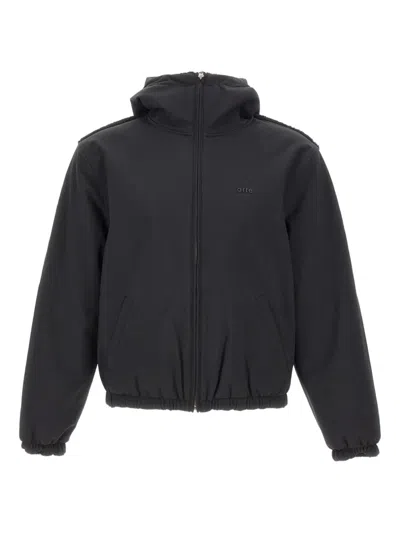 Arte Antwerp Elasticated-trims Fleece-panel Hooded Jacket In Black