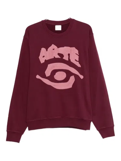 Arte Antwerp Embroidered-eye Sweatshirt In Brown