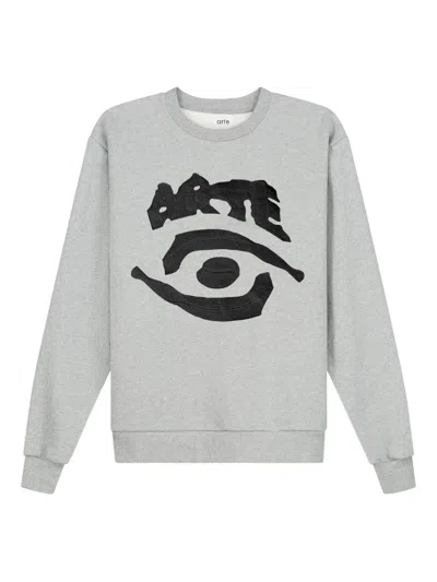 Arte Antwerp Eye-print Long-sleeved Sweatshirt In Gray