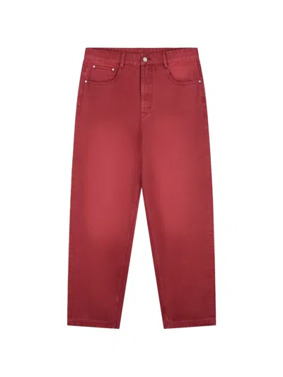 Arte Antwerp Faded-effect Straight-leg Jeans In Red