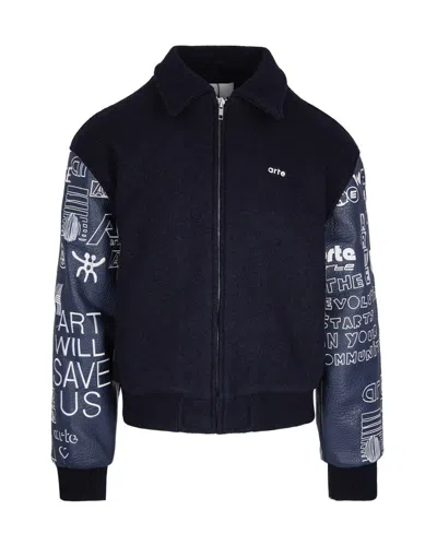 ARTE ANTWERP GRAFFITI JACKET IN VARSITY NAVY